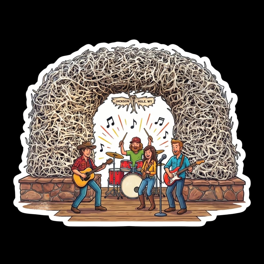 Live music under the antler arches sticker