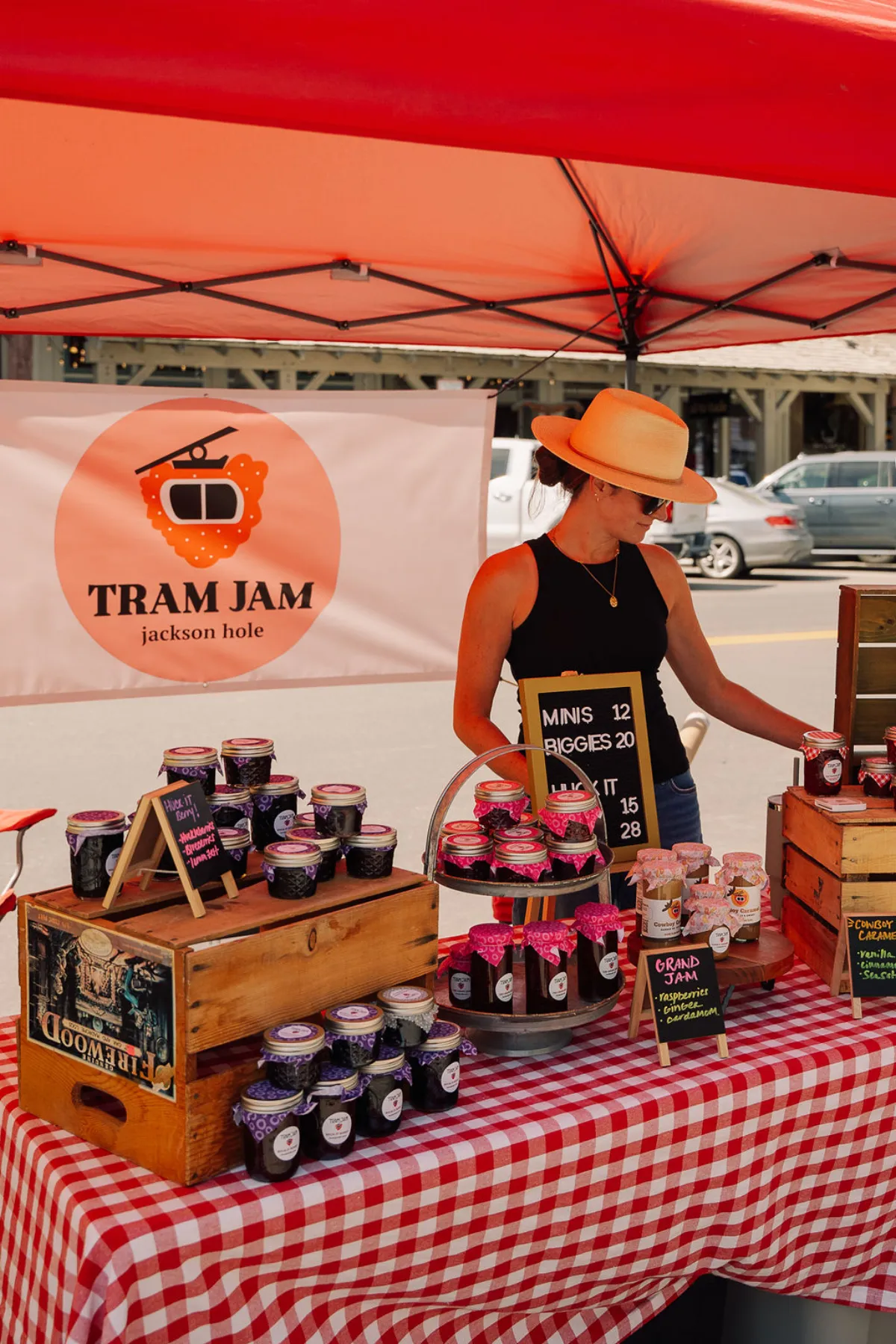 Tram Jam Jackson Hole booth with locally made jams on display